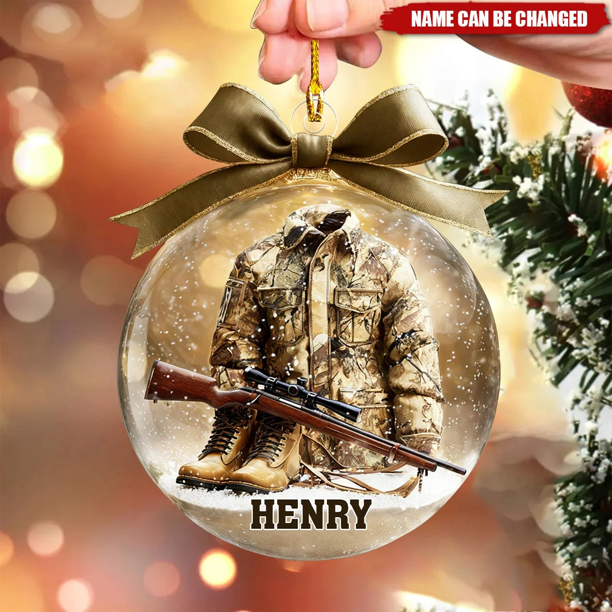 Personalized Hunting Acrylic Ornament - Custom Camo Jacket Gear Christmas Gift for Hunters