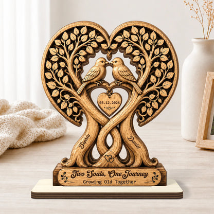 Two Souls One Journey Personalized Couples Wooden Plaque - Custom Anniversary & Wedding Gift
