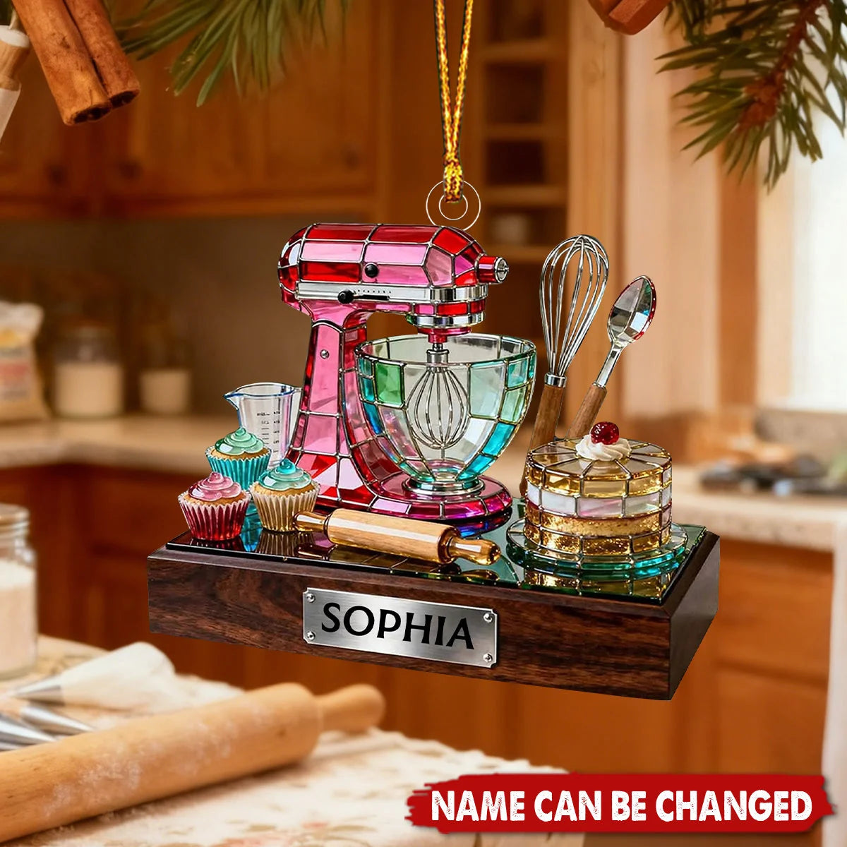 Baking Mixer Personalized Christmas Acrylic Ornament - Custom Kitchen Decor Gift for Bakers