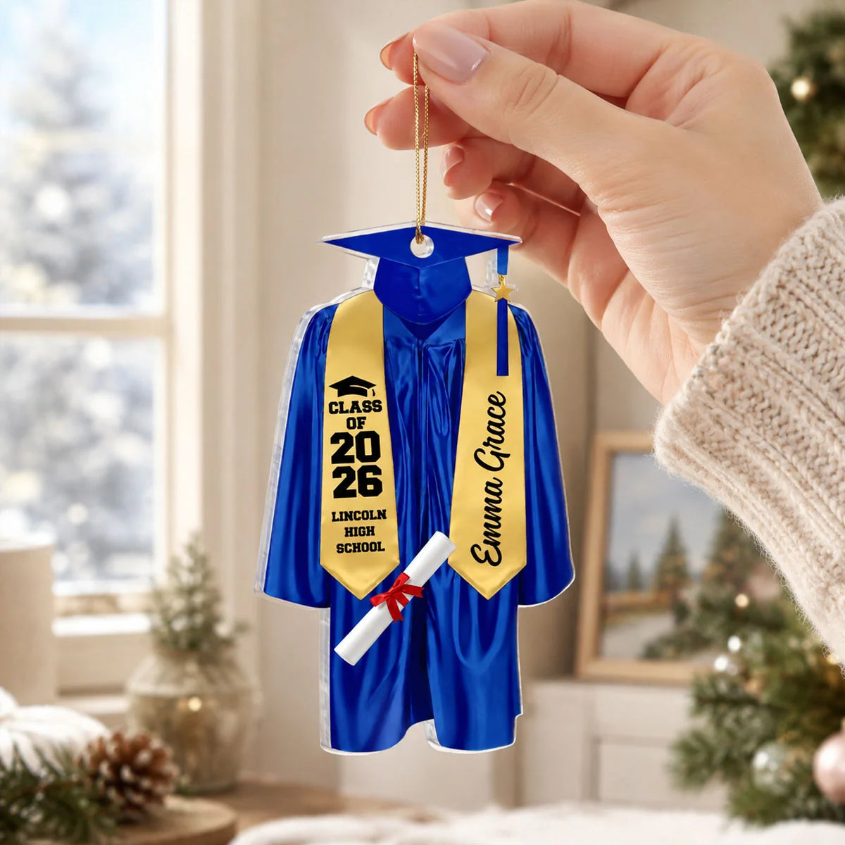 Class of 2026 Personalized Graduation Ornament - Custom Cap and Gown Keepsake for Graduate