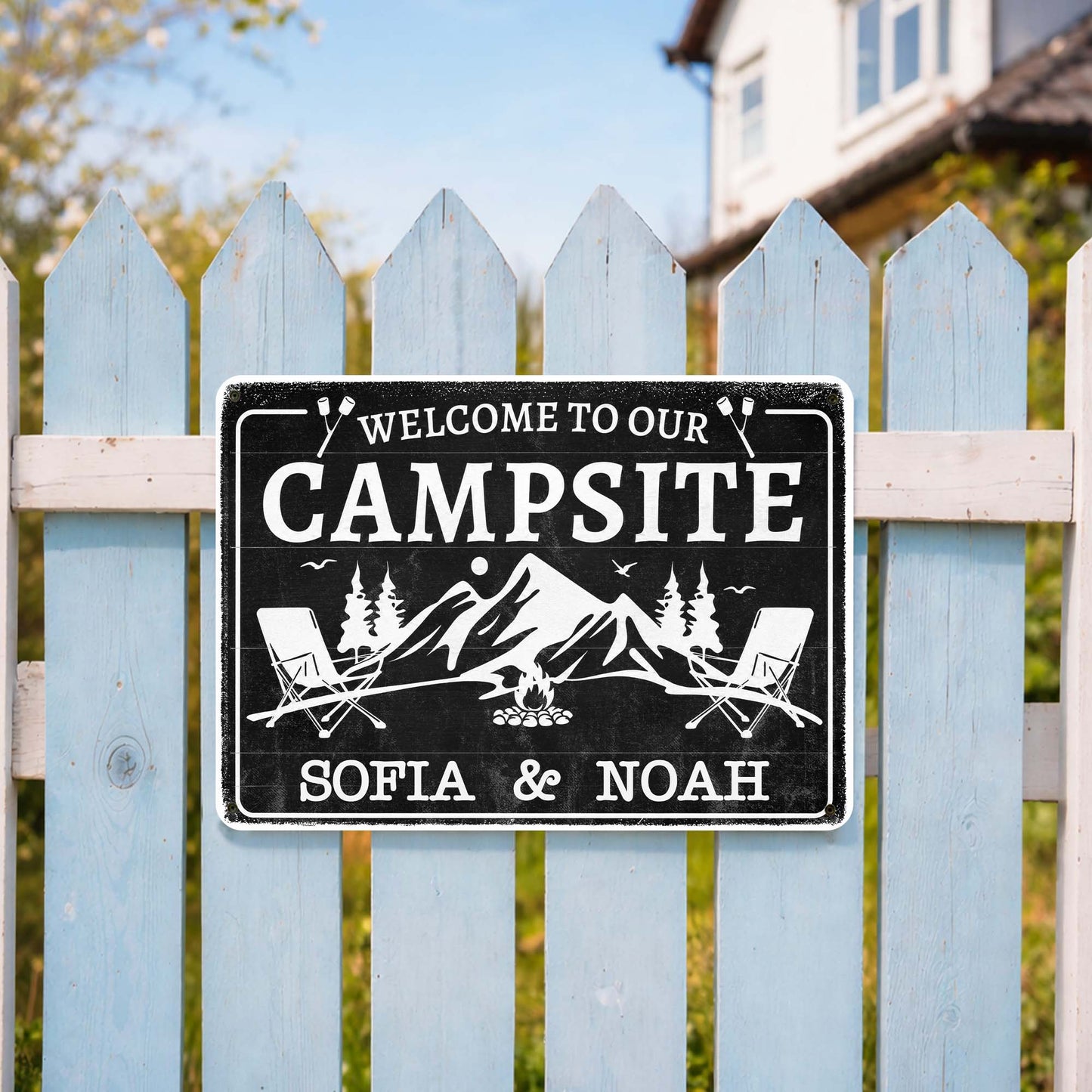 Metal Sign material and size view - Custom Campsite Metal Sign