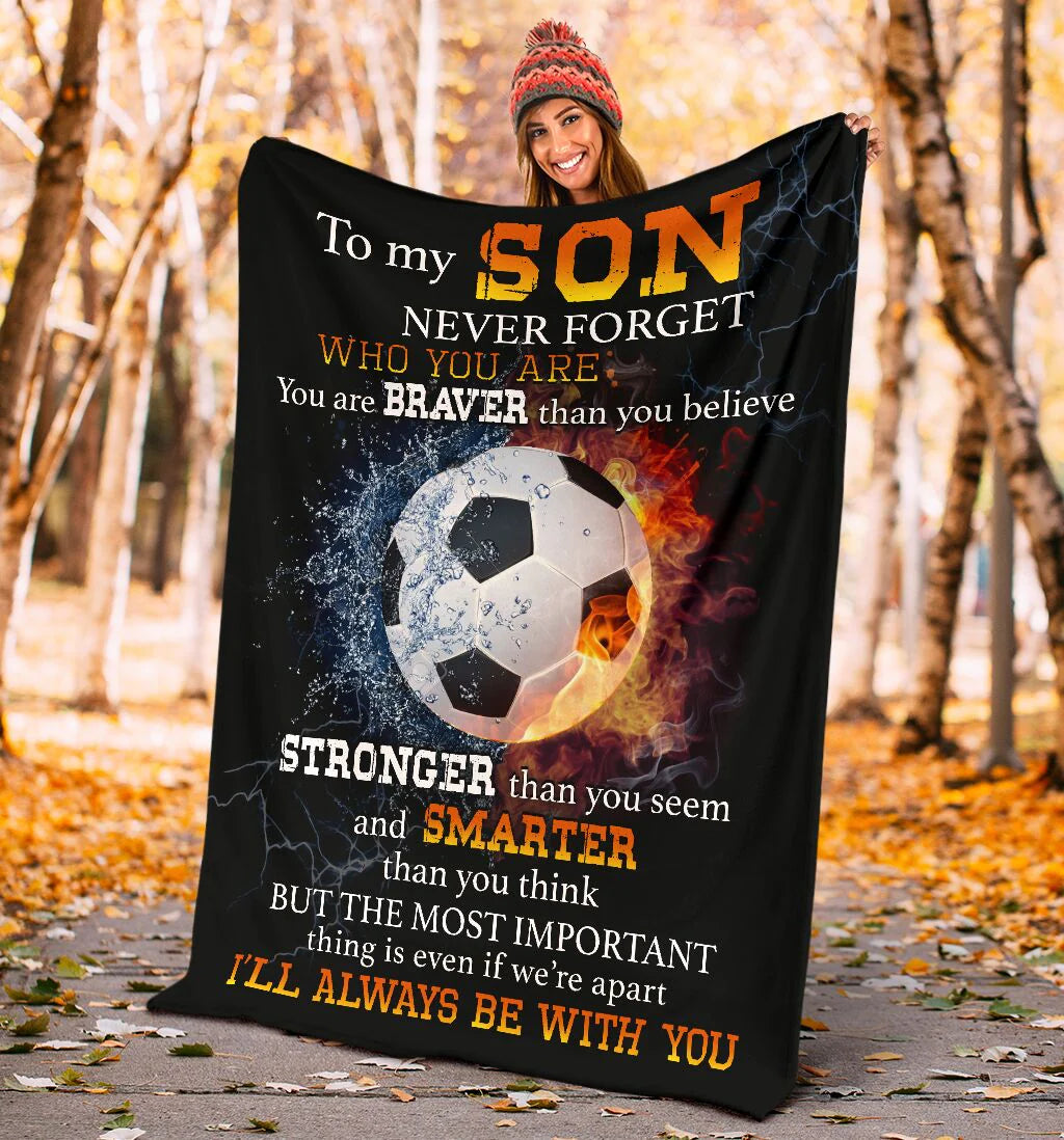 Custom Son Soccer Blanket personalization view for Son/Grandson