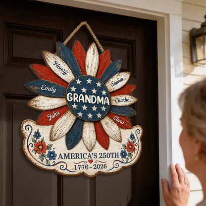Custom Grandma Sunflower Wood Sign personalization view for Grandma