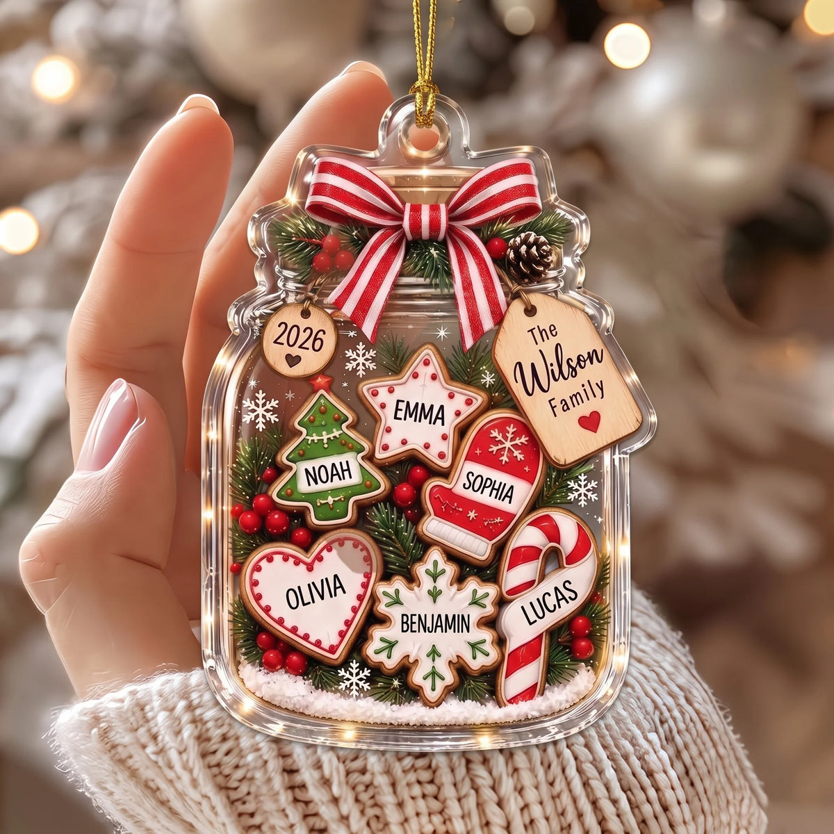 Christmas Cookie Jar Personalized Family Ornament - Custom Acrylic Holiday Keepsake