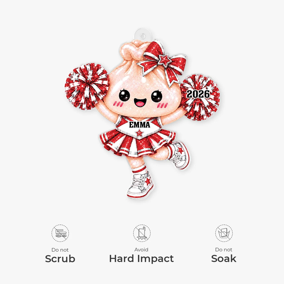 Squishy Cheerleader Dumpling Personalized Acrylic Ornament - Cute Christmas Gift for Cheerleaders