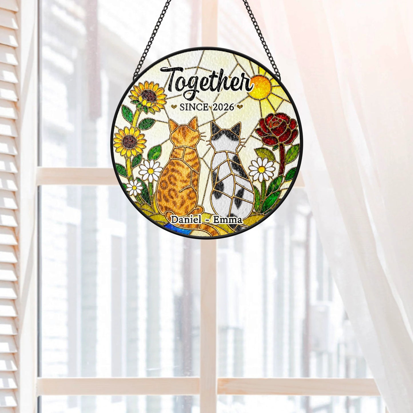 Personalized Cat Suncatcher personalization view for Couples