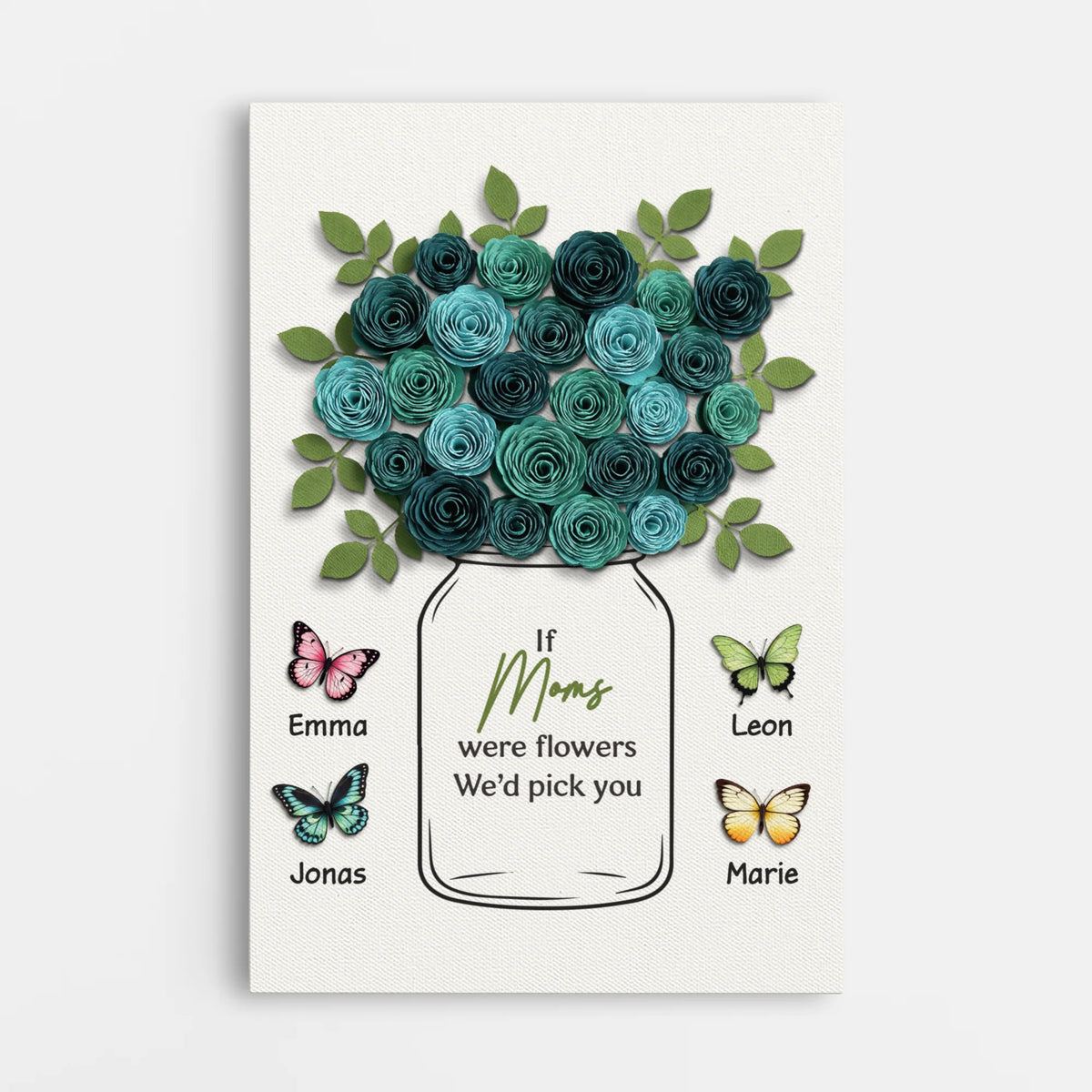 "If Grandmas Were Flowers We'd Pick You" - Personalized Canvas / Poster Gift for Grandma & Mom