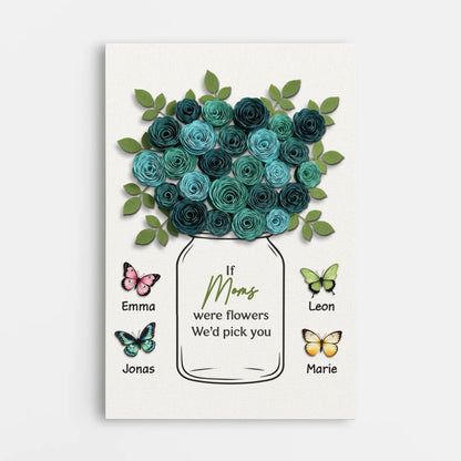 "If Grandmas Were Flowers We'd Pick You" - Personalized Canvas / Poster Gift for Grandma & Mom