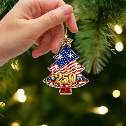 1776-2026 America 250th Anniversary - Personalized USA Family Name Acrylic Ornament