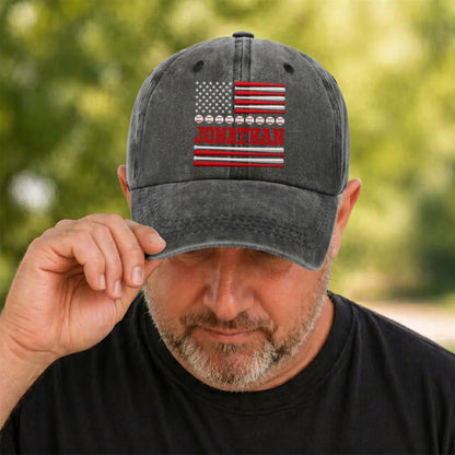 Personalized USA baseball denim cap with custom name and flag design for sports fans image 6