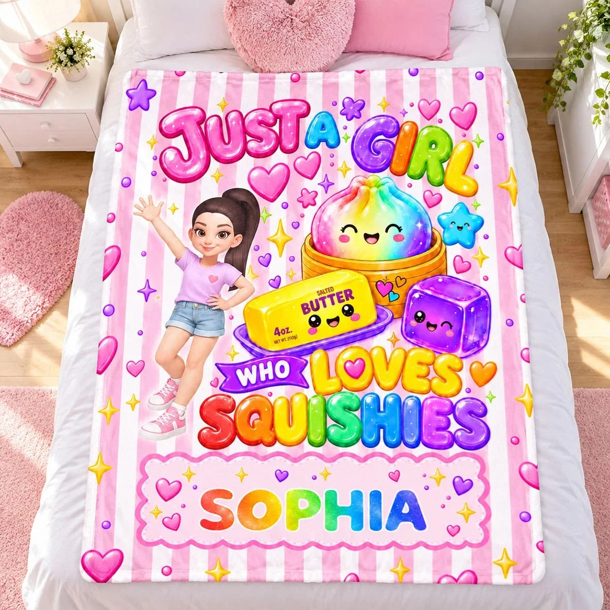 Just A Girl Who Loves Squishies - Personalized Blanket b46d7312-aa3e-406d-b5c6-74f20c157237-hemQ0Xe1xs__web6.jpg