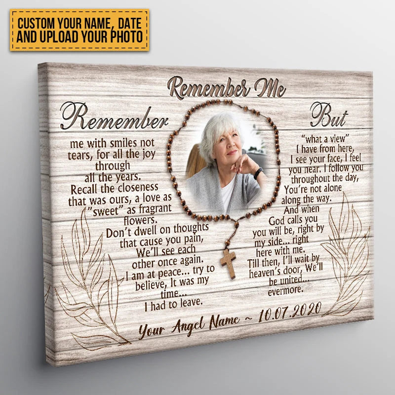 Remember Me Personalized Memorial Photo Canvas / Poster - Custom Wall Art for Lost Loved One Keepsake