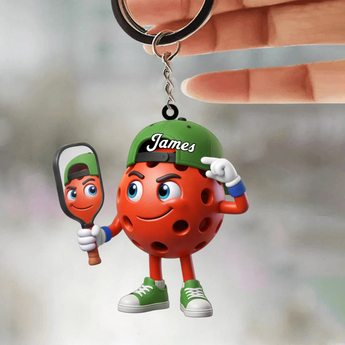 Self-Admiring Mascot Personalized Pickleball Keychain - Custom Name Gift for Players
