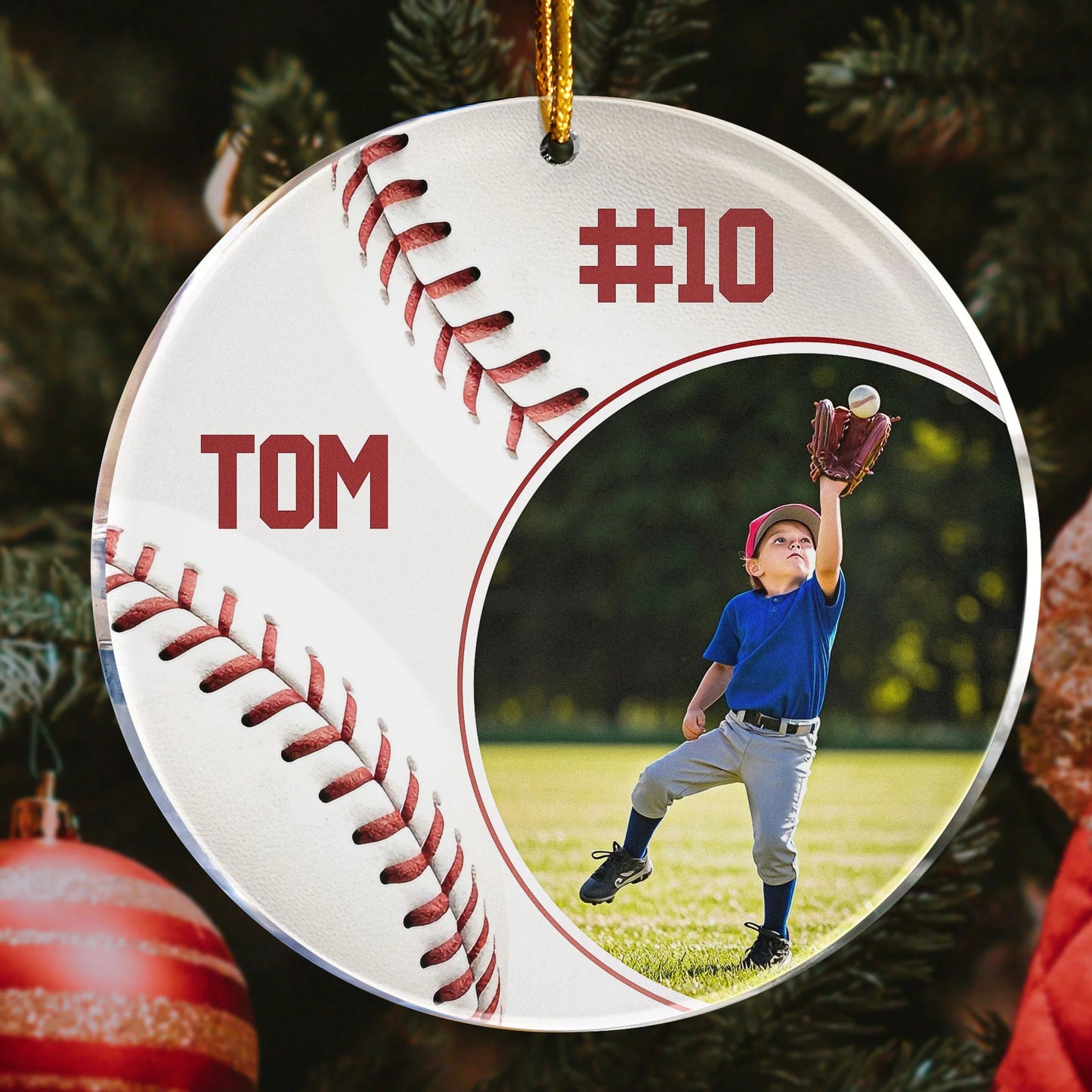 Ornament material and size view - Custom Baseball Photo Ornament