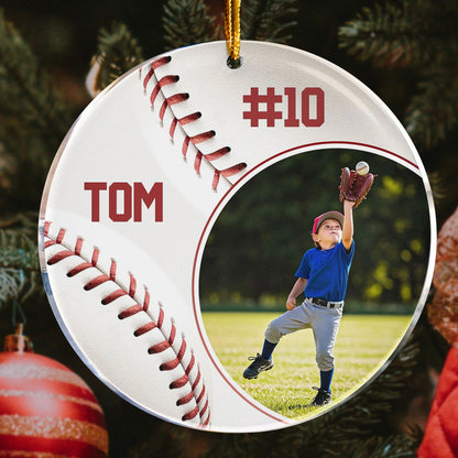 Ornament material and size view - Custom Baseball Photo Ornament