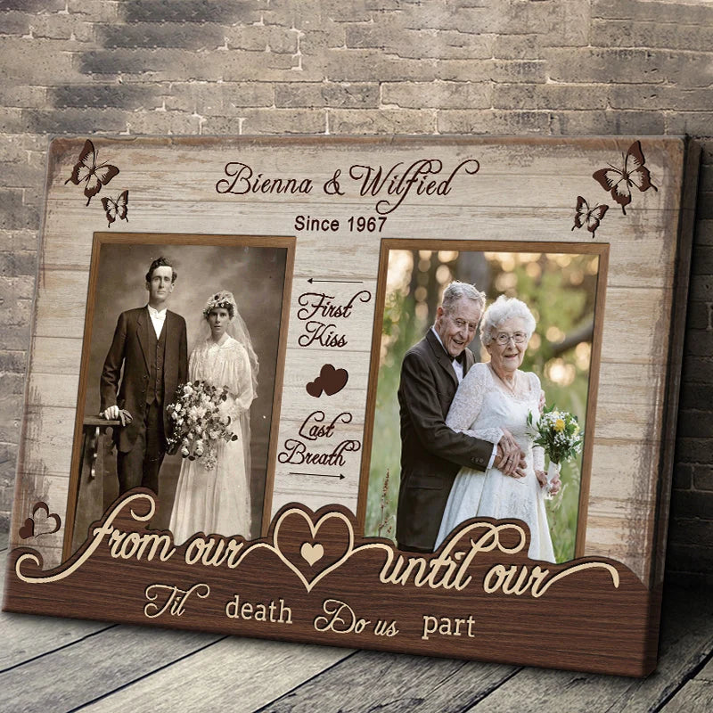 "From First Kiss to Last Breath" Personalized Couple Canvas / Poster - Custom Anniversary Wall Art Gift