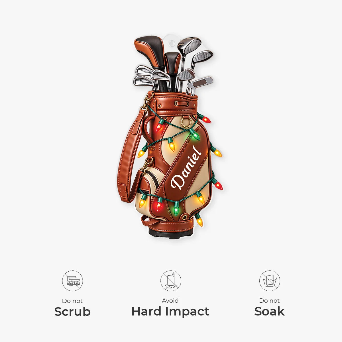 Christmas Lights Golf Bag Personalized Acrylic Ornament - Dad Holiday Keepsake