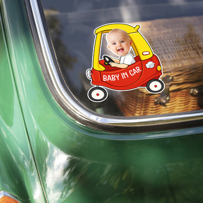 Baby In Car Custom Photo Decal Sticker - Personalized Car Window Keepsake for Parents