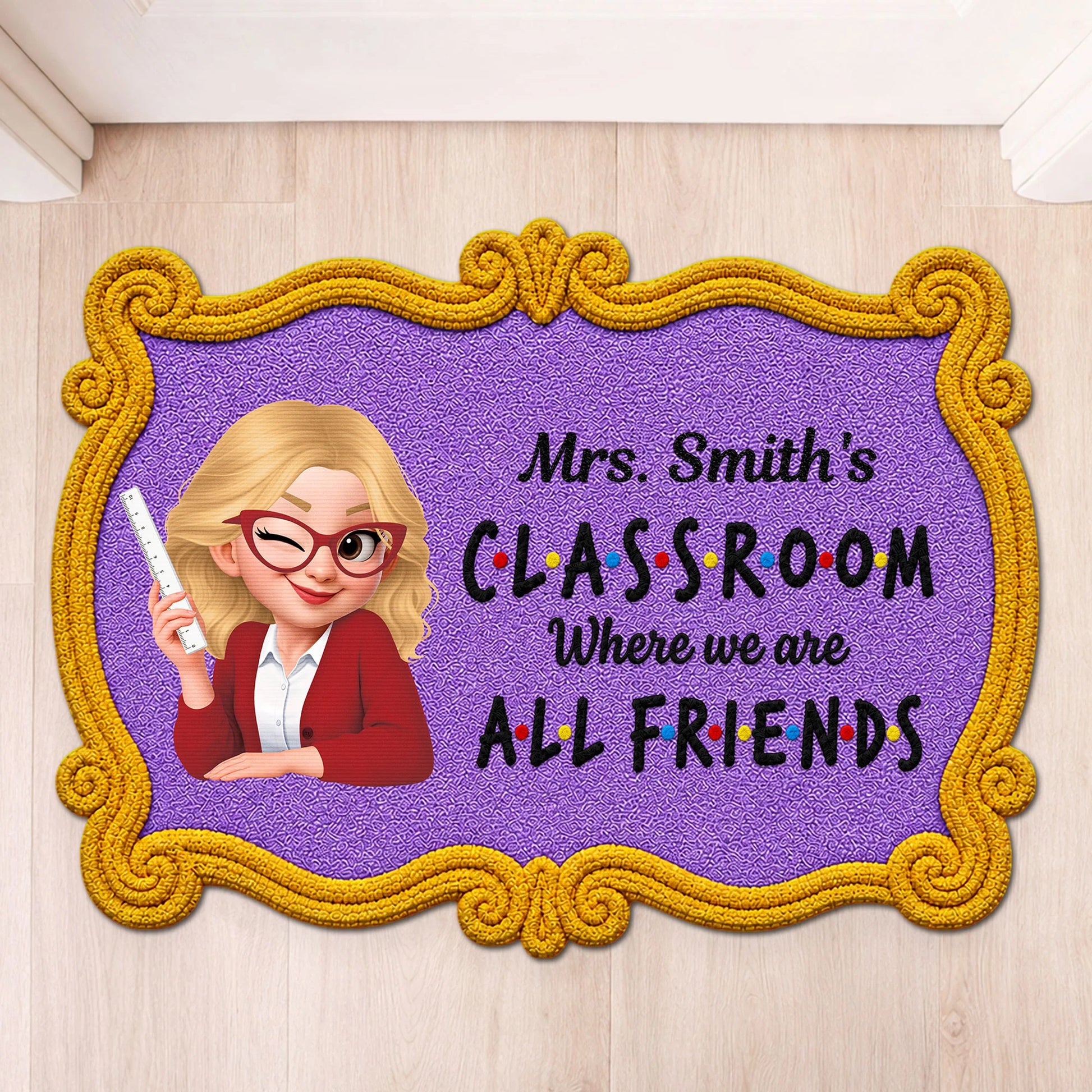 "Where We Are All Friends" Personalized Classroom Doormat - Custom Teacher Appreciation Gift