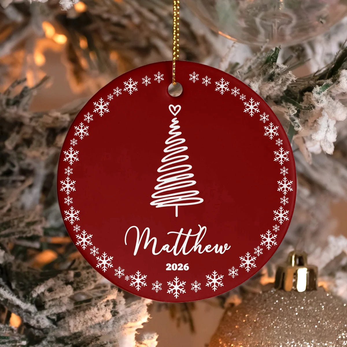 Personalized Christmas Tree Ceramic Ornament - Custom Holiday Keepsake Gift with Name for Family and Tree Decor