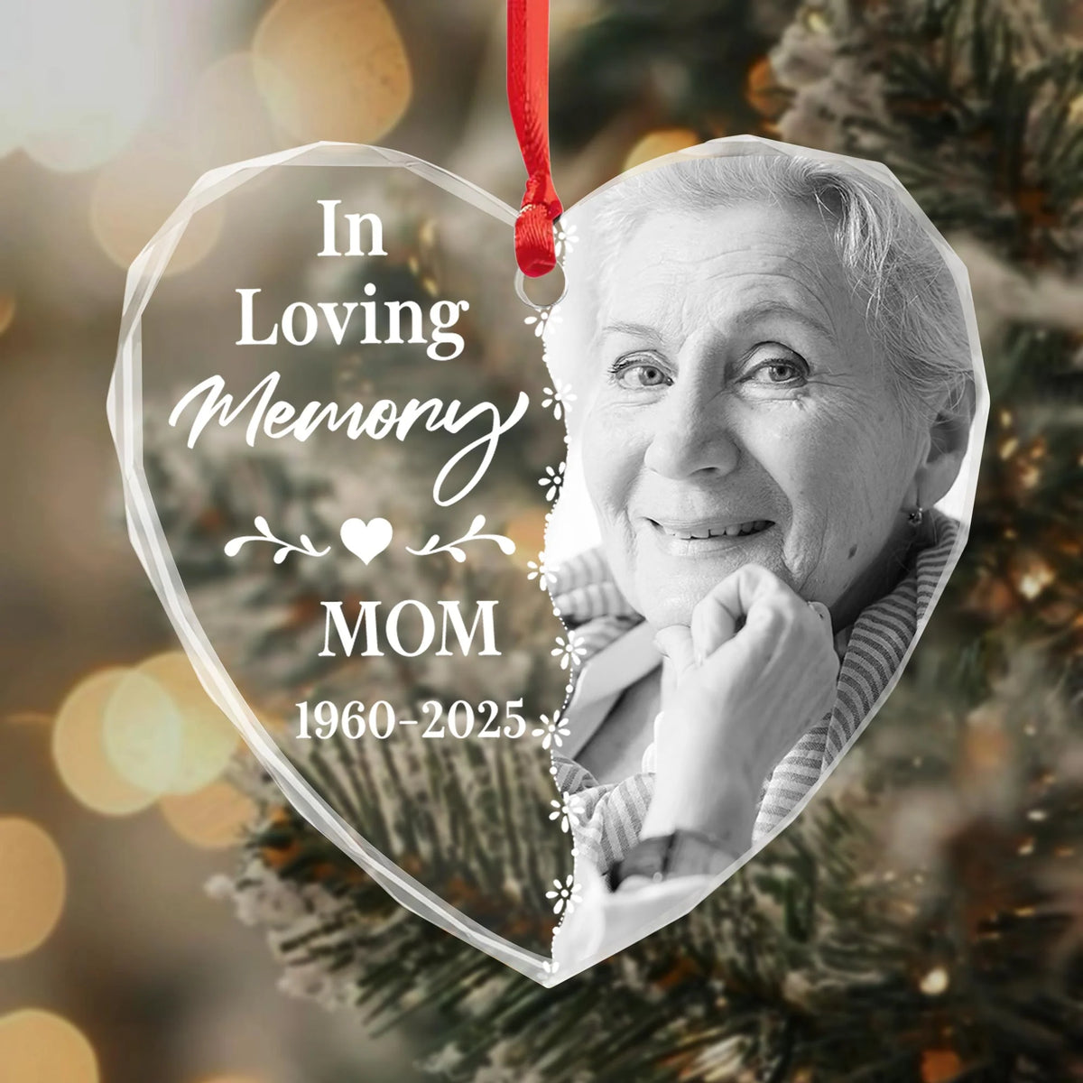 In Loving Memory Mom Heart And Flowers