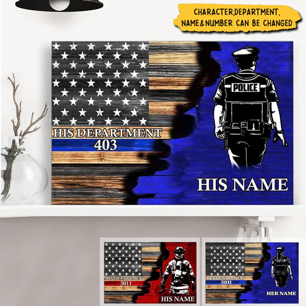 Personalized Police Officer Canvas personalization view for Husband