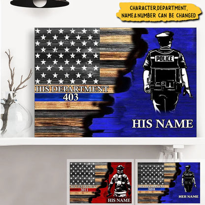 Personalized Police Officer Canvas personalization view for Husband