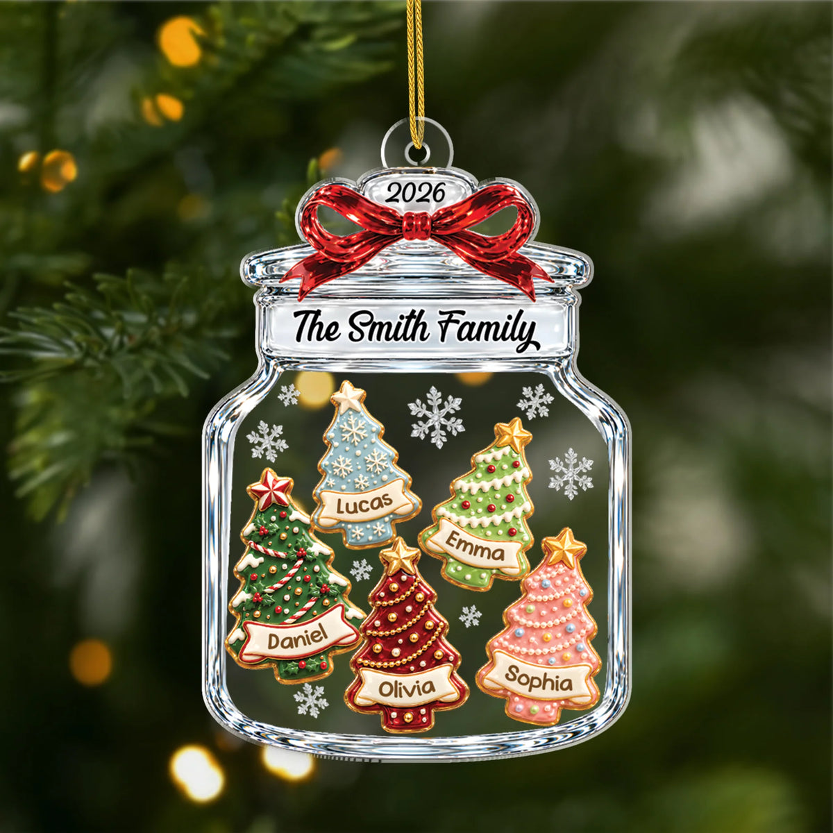 Christmas Tree Jar Personalized Acrylic Ornament - Keepsake Gift for Family