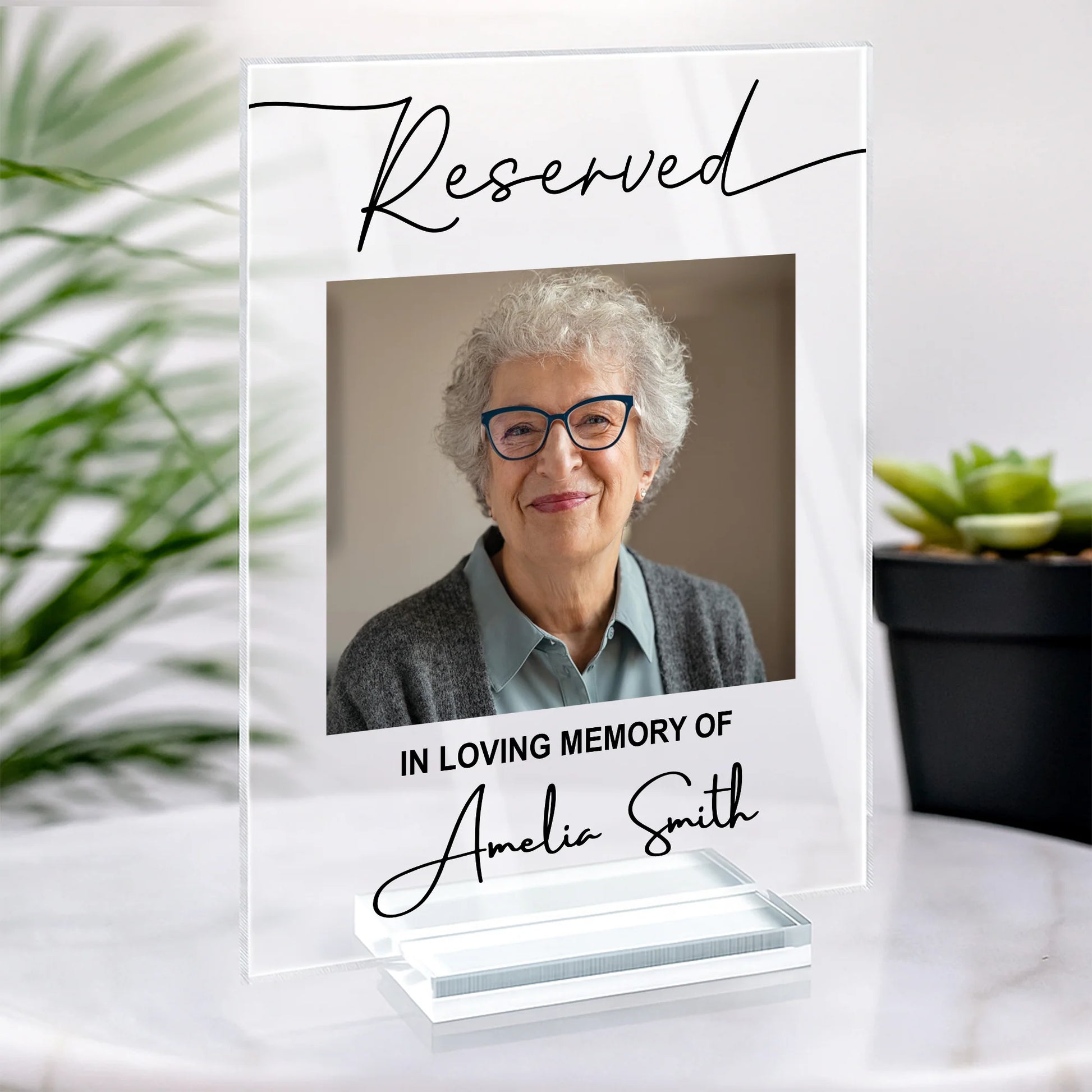 Personalized Memorial Photo Acrylic Plaque personalization view for Grandma