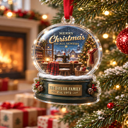 Sew Merry This Christmas Personalized Acrylic Ornament - Custom Family Keepsake Gift for Sewing Lovers