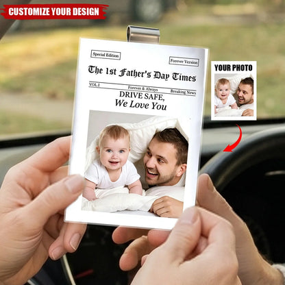The Dad Times Drive Safe We Love You - Personalized Dad Car Visor Clip Keepsake