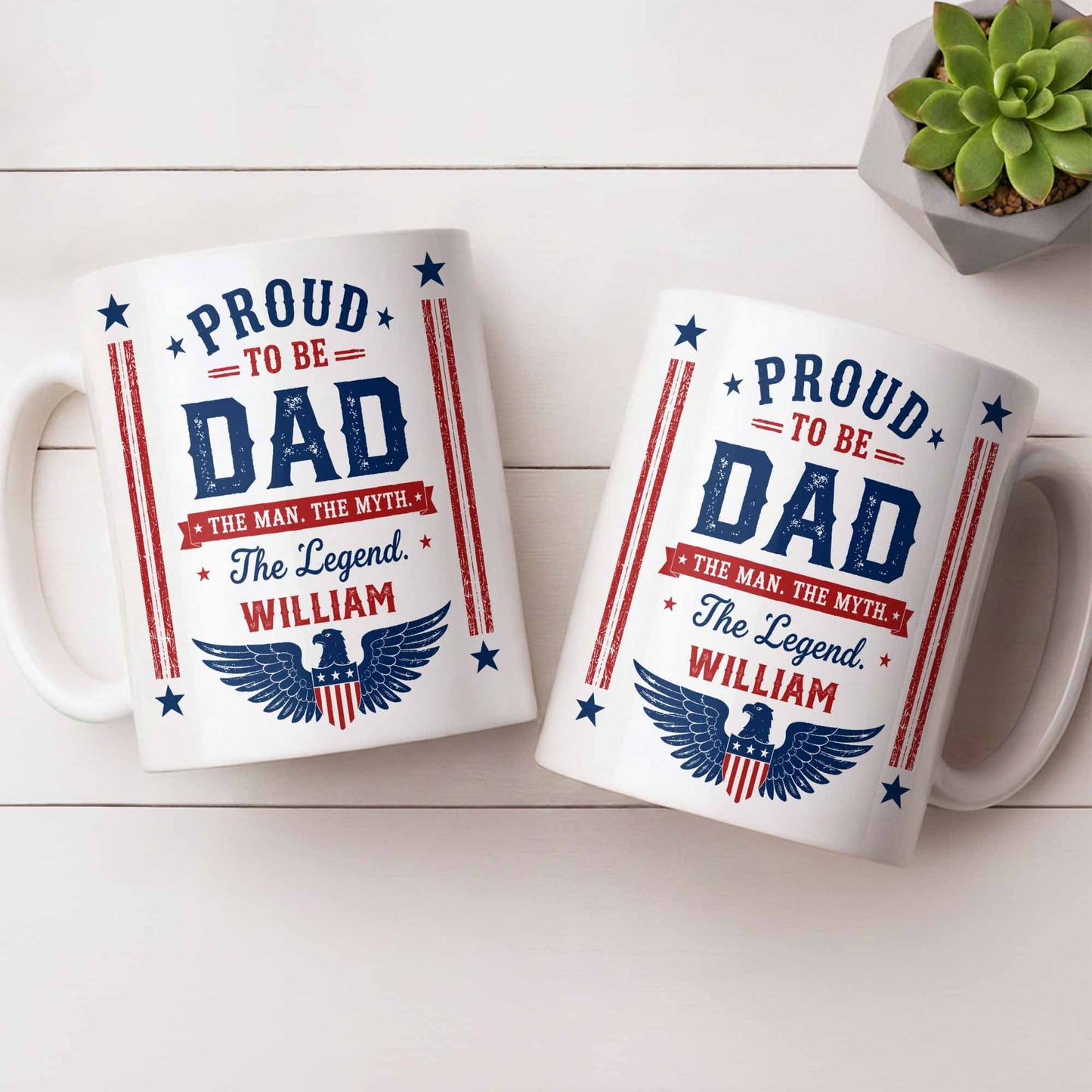 Personalized Dad the man the myth the legend mug with custom name and patriotic eagle graphic image 7