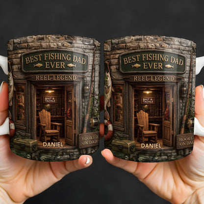 "Best Fishing Dad Ever Reel Legend" Personalized Mug - Birthday Gift for Dad Fisherman