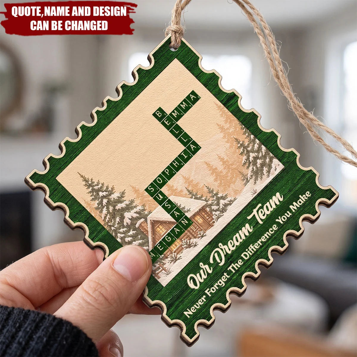 Best Team Ever Personalized Postage Stamp Wooden Ornament - Custom Christmas Gift for Coworkers & Colleagues