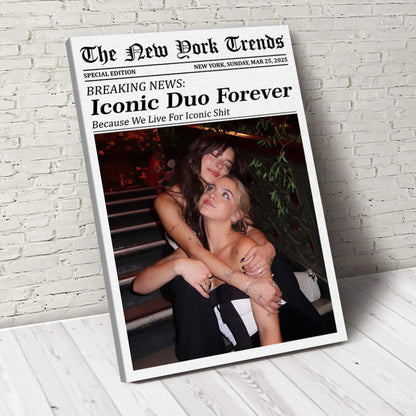 Custom best friends photo gift as a personalized newspaper photo poster for bestie birthday wall art image 9
