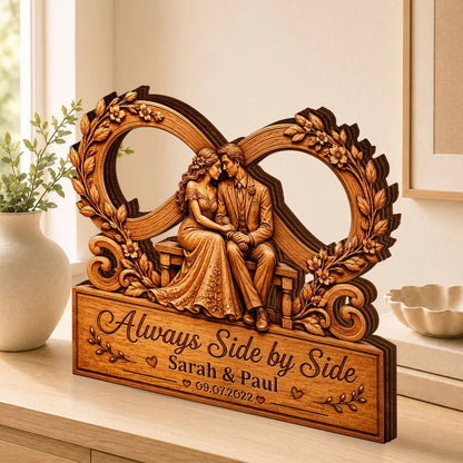 Personalized Couples Wooden Plaque personalization view for Wife