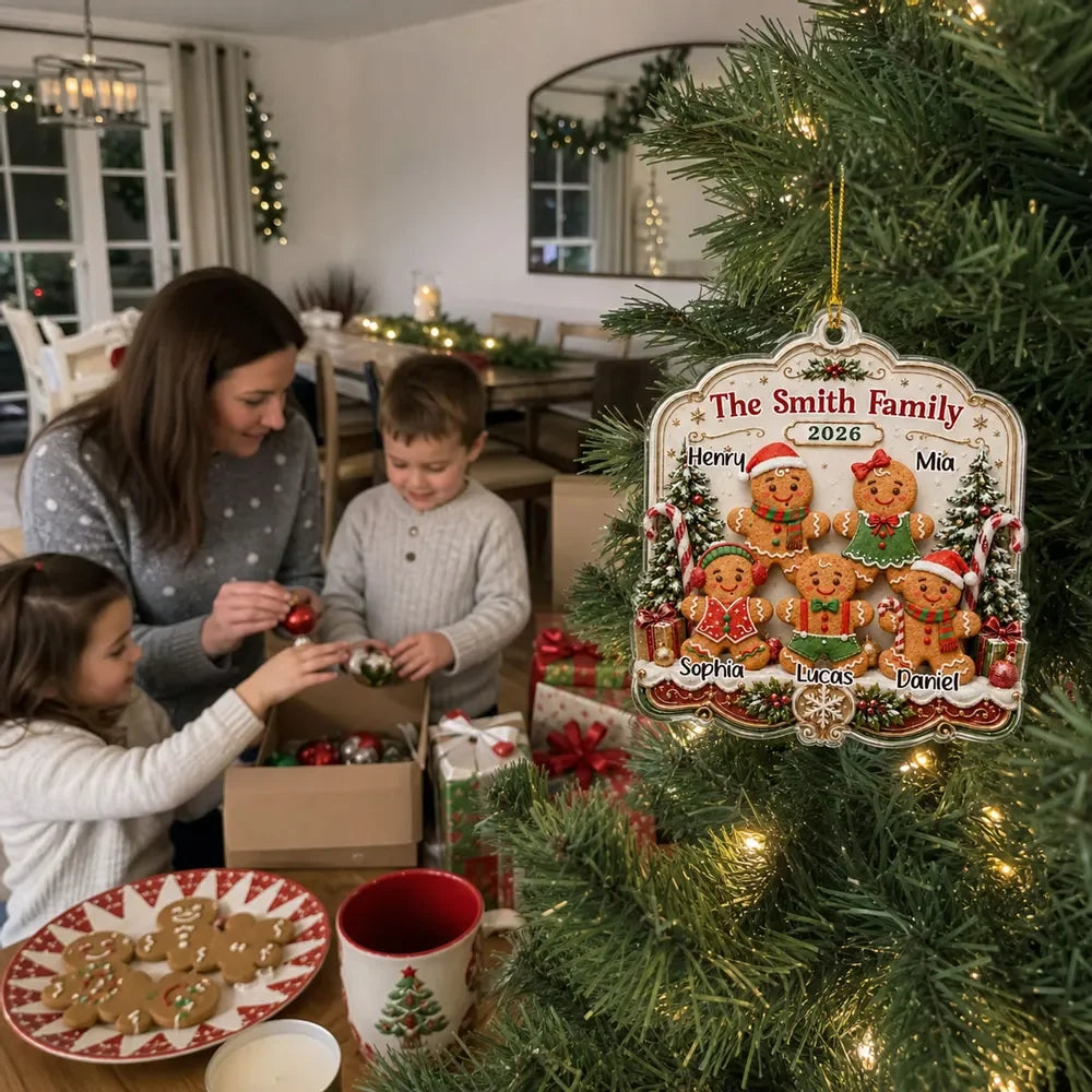 Our Sweet Family Personalized Acrylic Christmas Ornament - Custom Gingerbread Keepsake