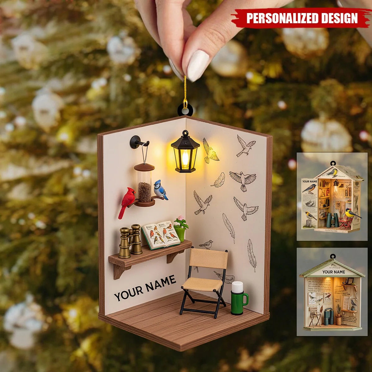 Personalized Birdwatcher Christmas Ornament - Custom Nature Bird Shed Keepsake Gift