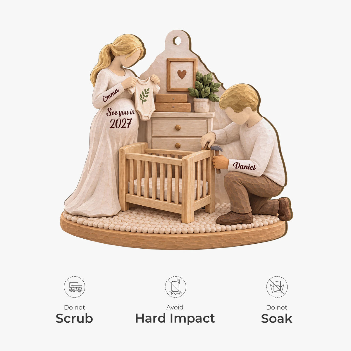 See You in 2027 Preparing for Baby Personalized Wooden Ornament - Keepsake Gift for Expecting Parents