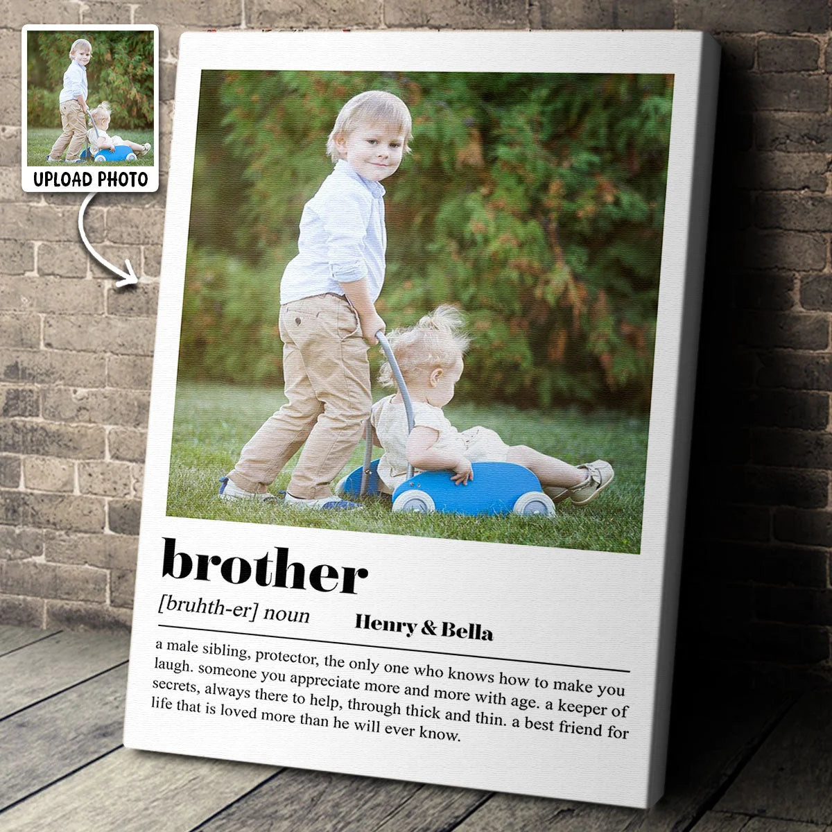 Brother Definition Custom Photo Canvas / Poster - Personalized Sibling Birthday Keepsake