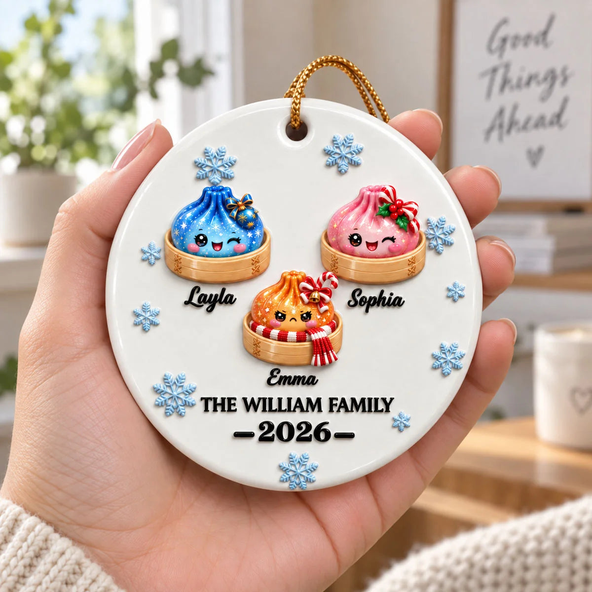 Personalized Family Dumpling Christmas Ornament - Custom Cute Squishy Dumpling Keepsake Gift for Holiday Tree Decor