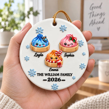 Personalized Family Dumpling Christmas Ornament - Custom Cute Squishy Dumpling Keepsake Gift for Holiday Tree Decor