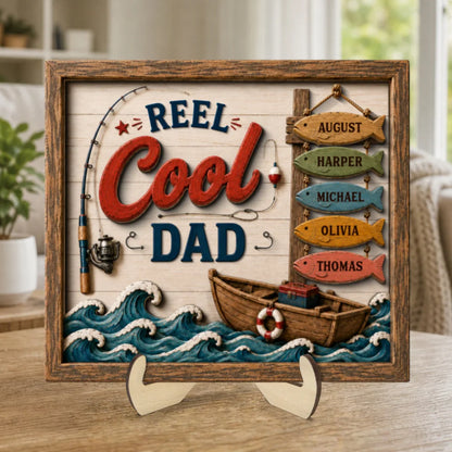 Wood Sign material and size view - Personalized Fishing Dad Wood Sign