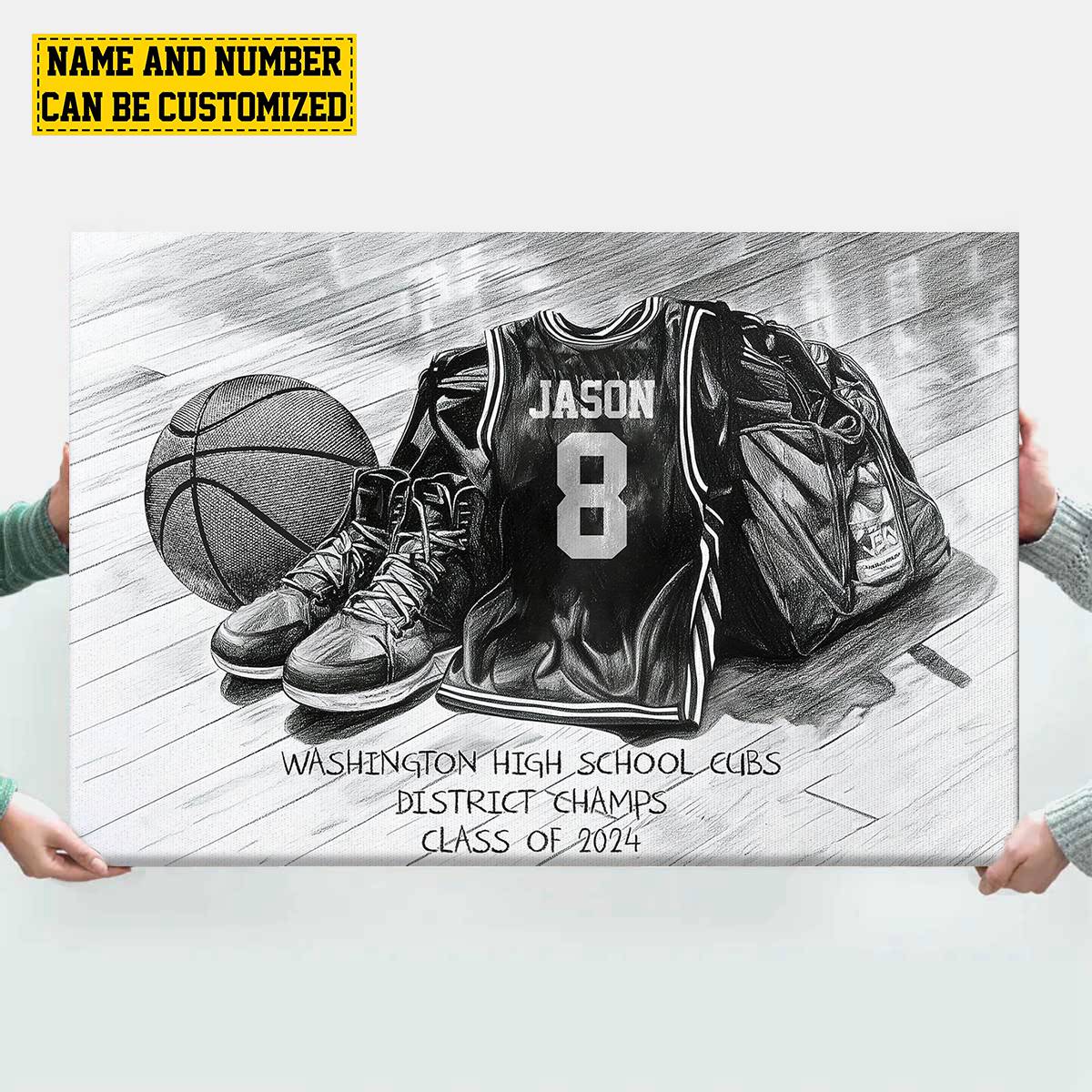 Custom Basketball Team Poster / Canvas - Personalized Senior Class Jersey Wall Art Gift for Players
