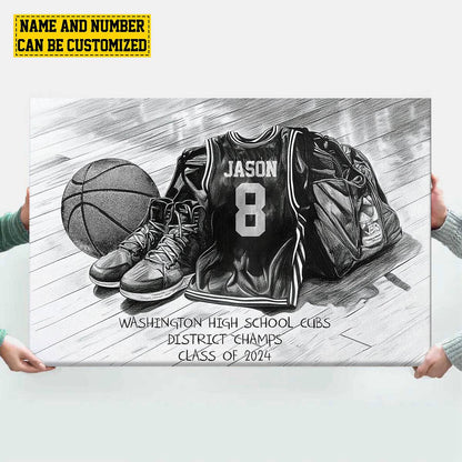 Custom Basketball Team Poster / Canvas - Personalized Senior Class Jersey Wall Art Gift for Players