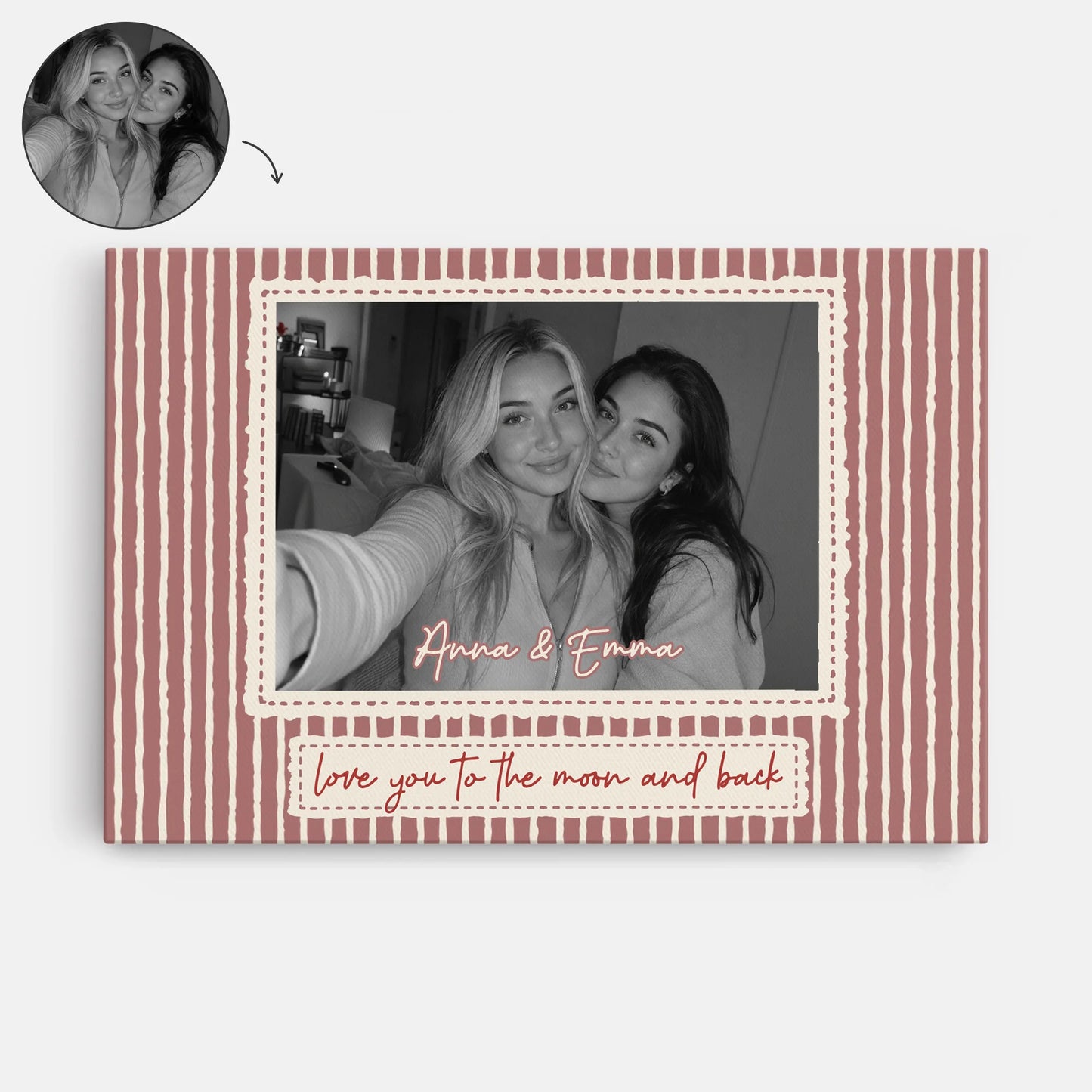 Custom Best Friend Photo Canvas for Best Friends with personalized design details for meaningful gifting
