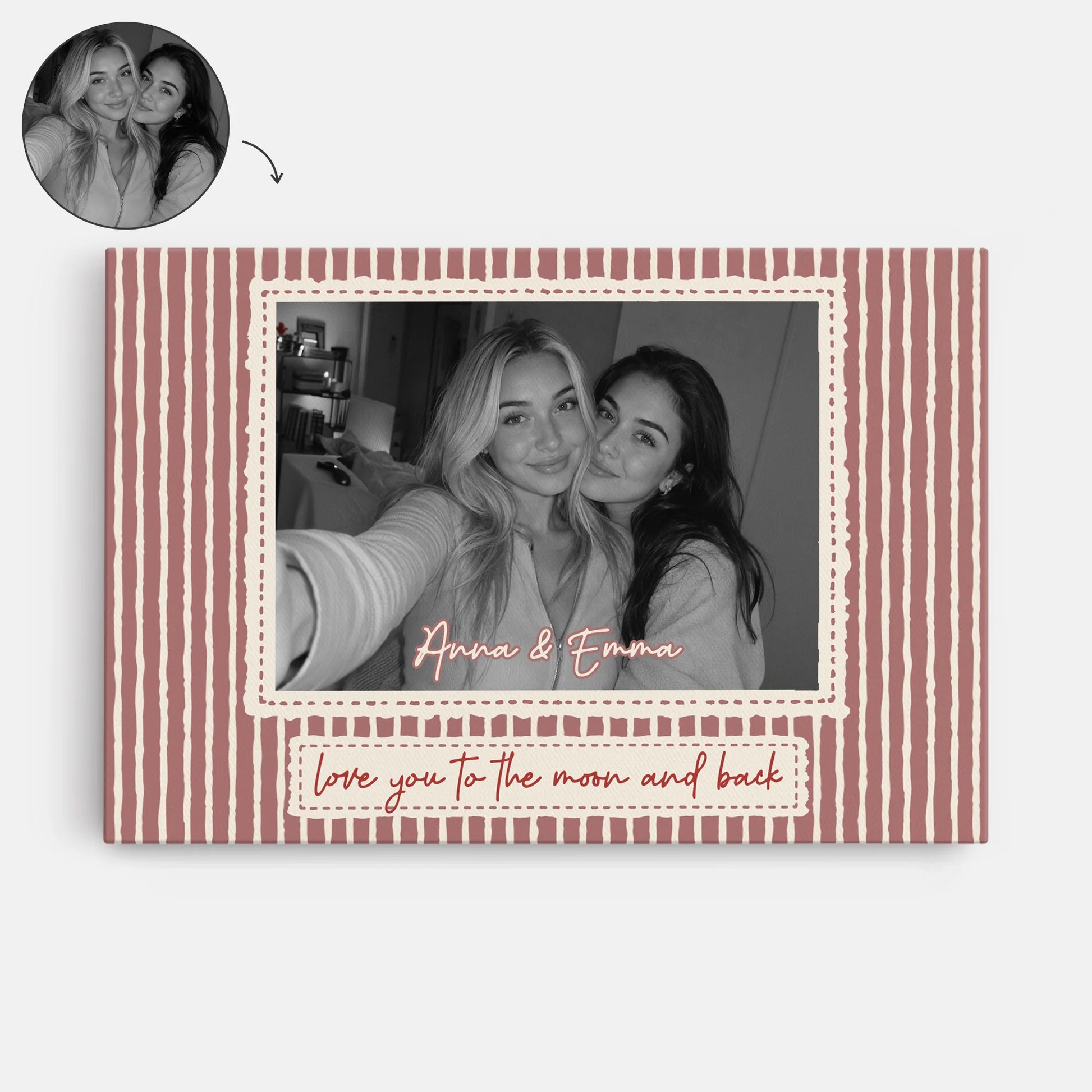 Custom Best Friend Photo Canvas for Best Friends with personalized design details for meaningful gifting