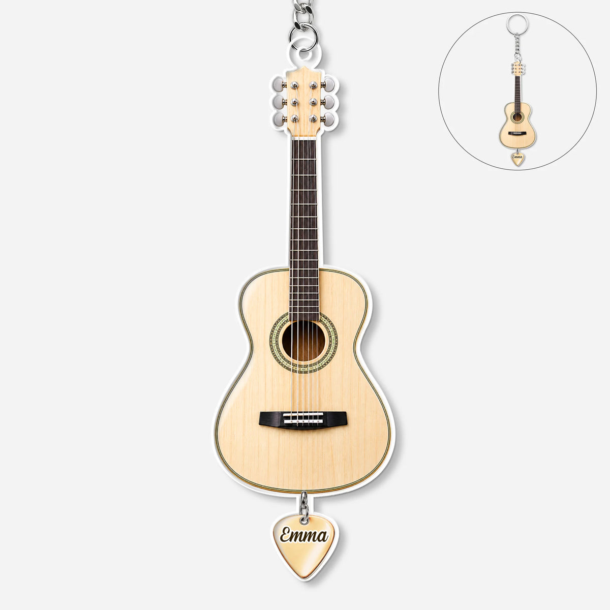 Personalized Guitar Pick Keychain with Name – Custom Music Gift for Guitar Lovers