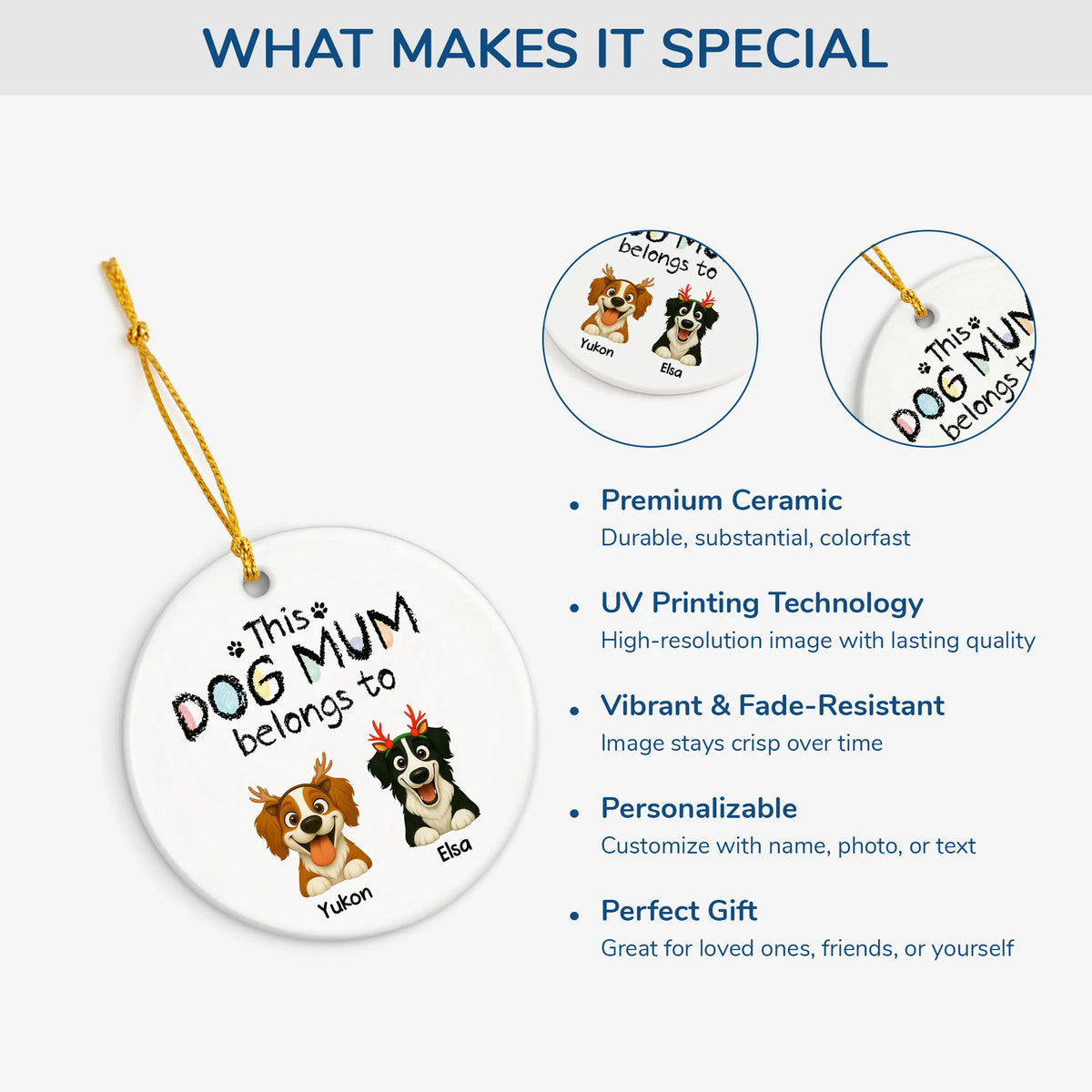 This Dog Mom Belongs To Personalized Ceramic Ornament - Custom Holiday Gift for Dog Dad