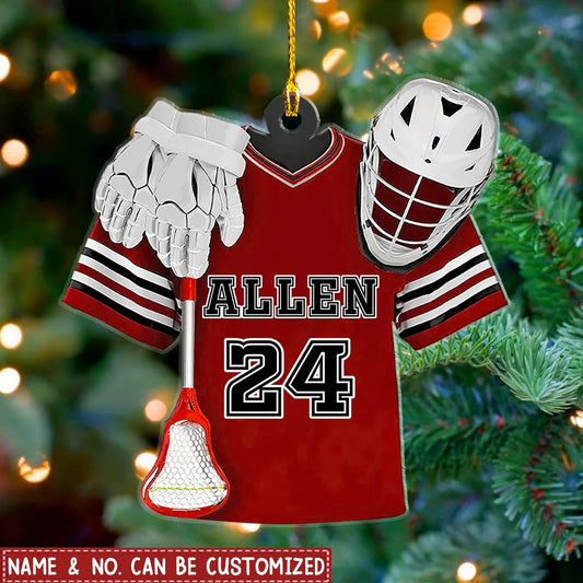 Custom Lacrosse Jersey Christmas Ornament - Personalized Player Name & Number Acrylic Keepsake for Son & Team